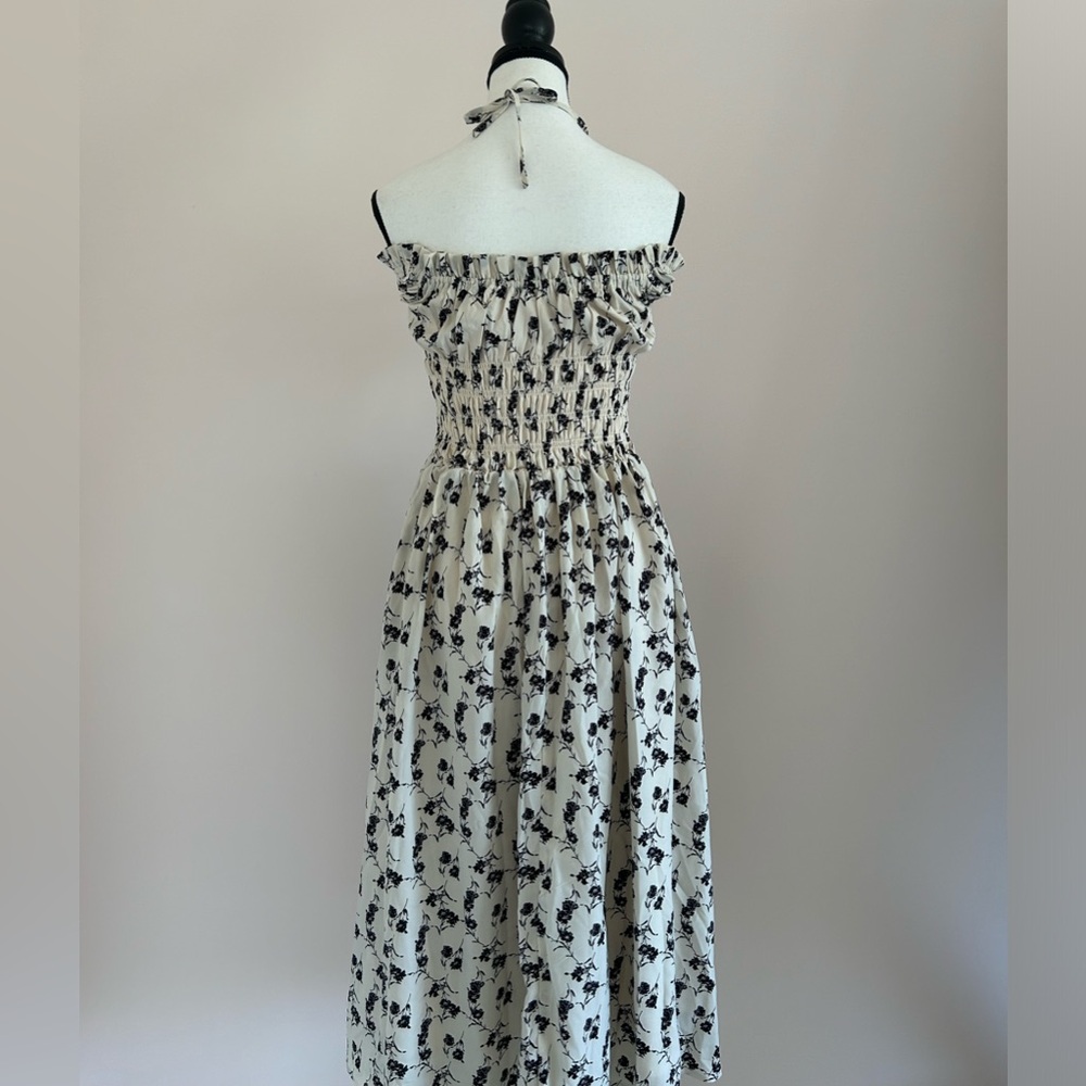 Floral Smocked Midi Dress with Ruffle Straps - Picture 10 of 12